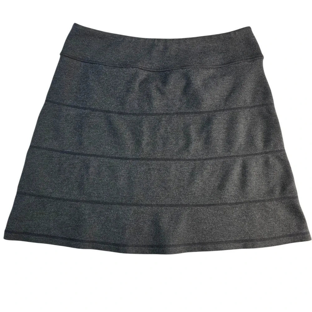 Athleta Elastic Waist Pull On Skirt Gray A Line Zippered Pockets-Sz Small Preppy